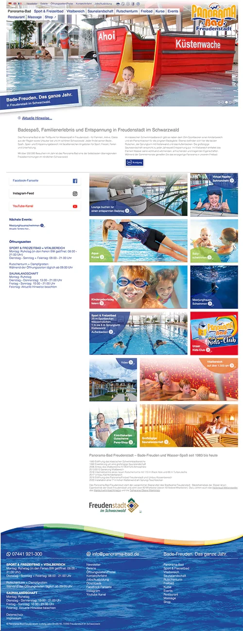 A screenshot of the old Panorama-Bad wensite with a lot of images.